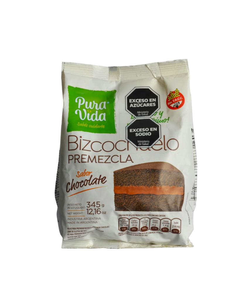 PURA VIDA BIZCOCHUELO CHOCOLATE X 345G S/TACC